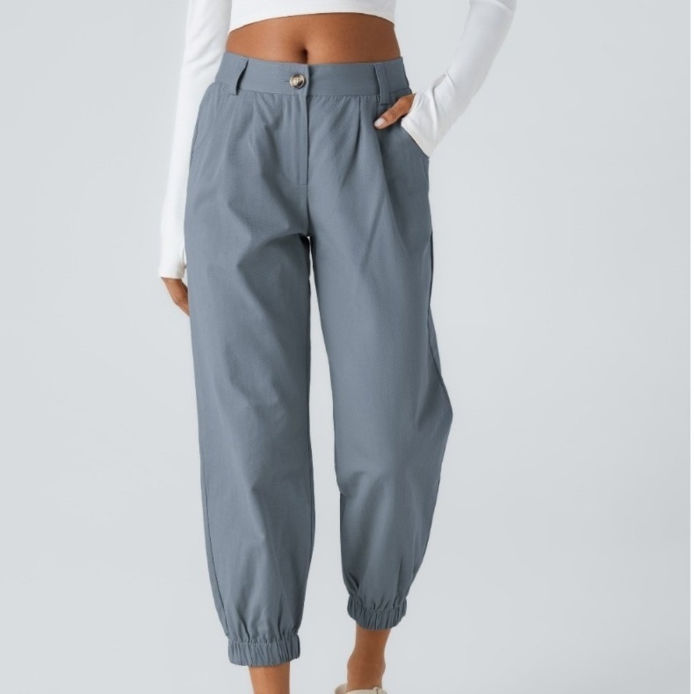 Halara Gray 100% Cotton High Waisted Jogger Pants Womens Medium Comfy NWT $50‎